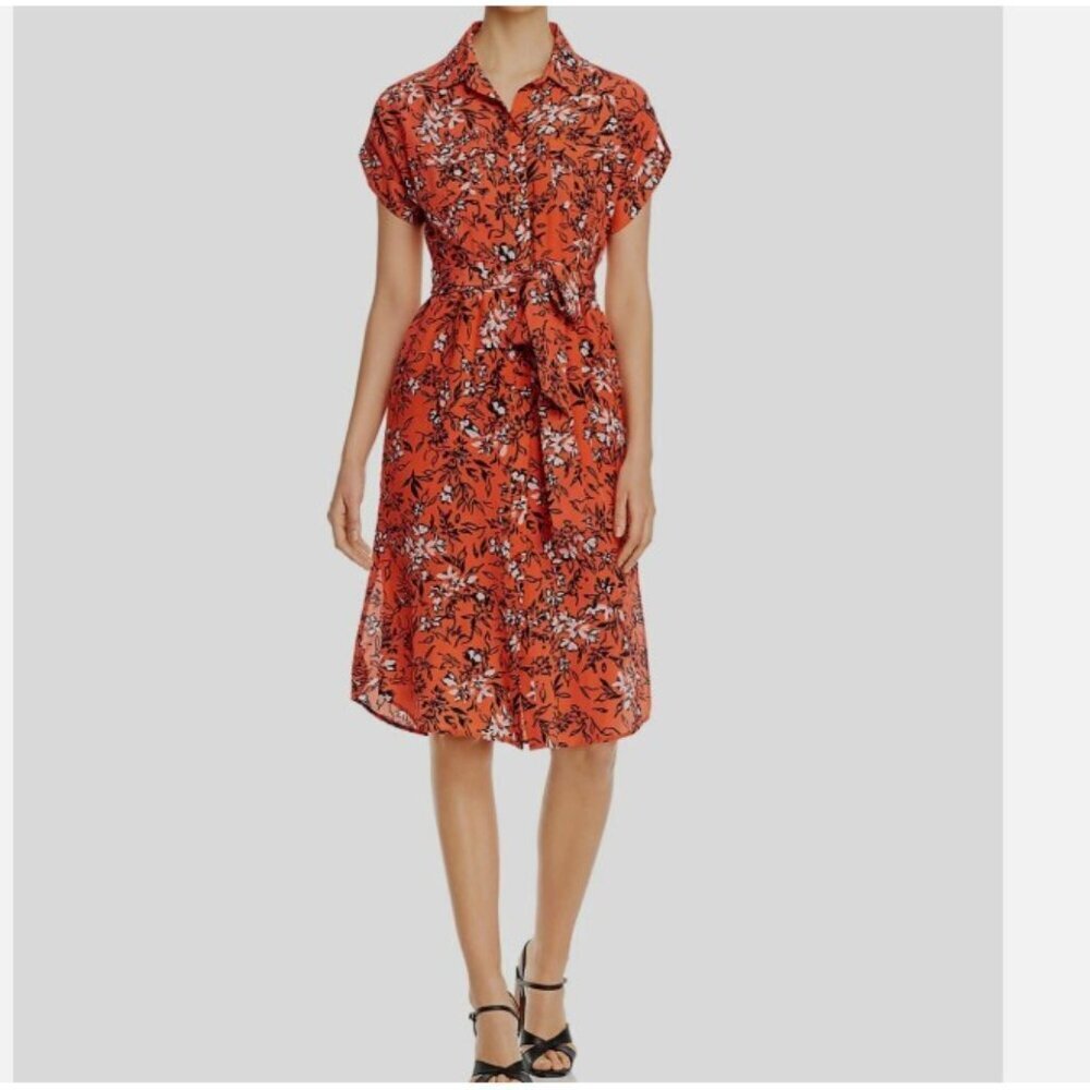 Yumi Kim Signature Silk Shirt Dress Westfield Coral Print - Size 2